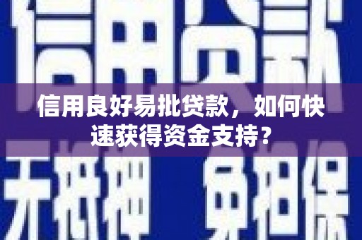 息县信用良好易批贷款，如何快速获得资金支持？