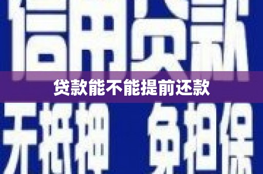 息县贷款能不能提前还款
