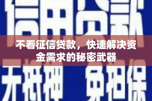息县不看征信贷款，快速解决资金需求的秘密武器