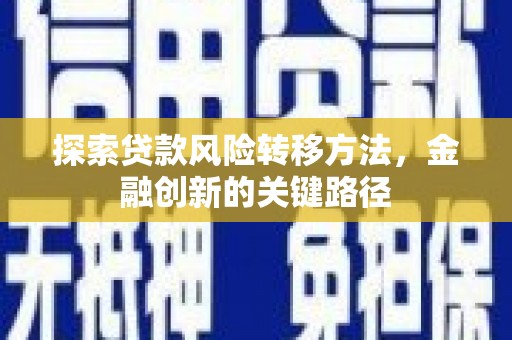 息县探索贷款风险转移方法，金融创新的关键路径