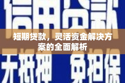 息县短期贷款，灵活资金解决方案的全面解析