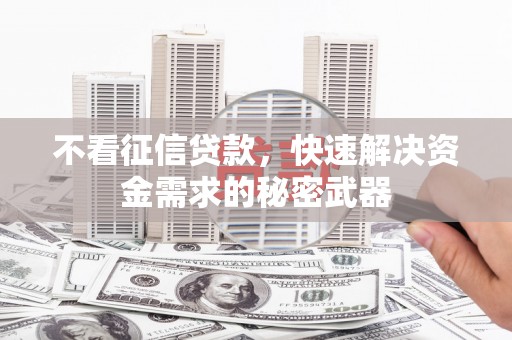 息县不看征信贷款，快速解决资金需求的秘密武器