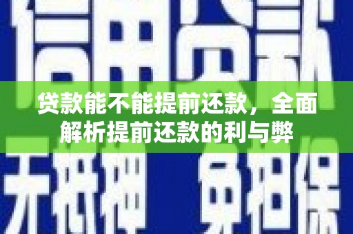息县贷款能不能提前还款，全面解析提前还款的利与弊