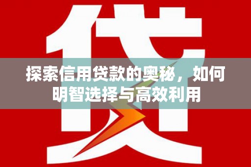息县探索信用贷款的奥秘，如何明智选择与高效利用