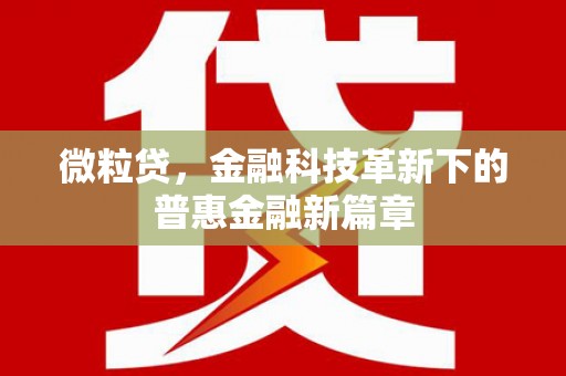 息县微粒贷，金融科技革新下的普惠金融新篇章